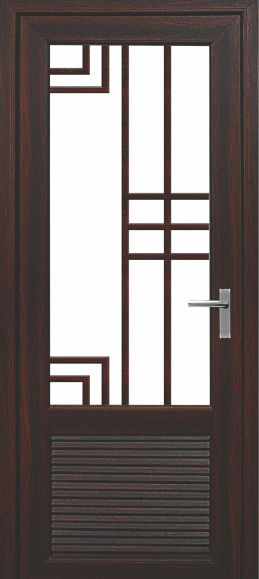 80 Cm X 210 Cm 4cm Thick Check Door uPVC Bathroom Door with Frame and Round Lock - UV 1705 CF