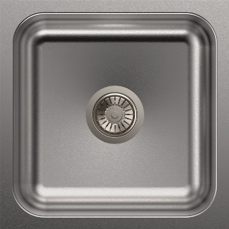 457 mm x 457 mm x 178 mm Elegance Single Bowl Stainless Steel Kitchen Sink - Glossy Finish