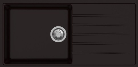 1000 mm x 500 mm x 220 mm Vivaldi Single Bowl Quartz Kitchen Sink with Drainer - Granite Metallic Finish D 100 L
