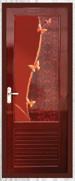 80 cm X 210 cm Full Glass Model PVC Door Rose Wood Finish BW 06
