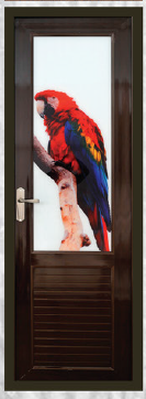 85 cm X 210 cm Full Glass Model PVC Door Veeti Wood Finish BW 14