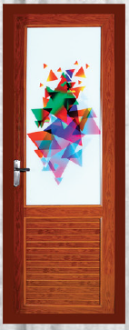 85 cm X 210 cm Full Glass Model PVC Door Dark Finish BW 17