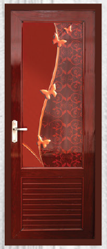 85 cm X 210 cm Full Glass Model PVC Door Rose Wood Finish BW 18