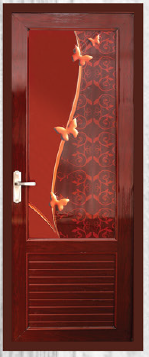 85 cm X 210 cm Full Glass Model PVC Door Rose Wood Finish BW 19