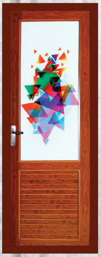 85 cm X 210 cm Full Glass Model PVC Door Dark Finish BW 19
