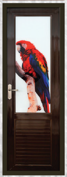 90 cm X 210 cm Full Glass Model PVC Door Veeti Wood Finish BW 25