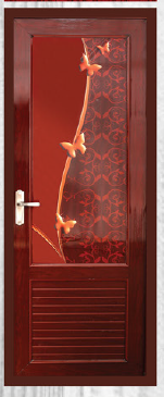 90 cm X 210 cm Full Glass Model PVC Door Rose Wood Finish BW 28