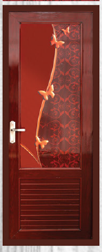 90 cm X 210 cm Full Glass Model PVC Door Rose Wood Finish BW 29