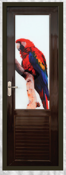 90 cm X 210 cm Full Glass Model PVC Door Veeti Wood Finish BW 29