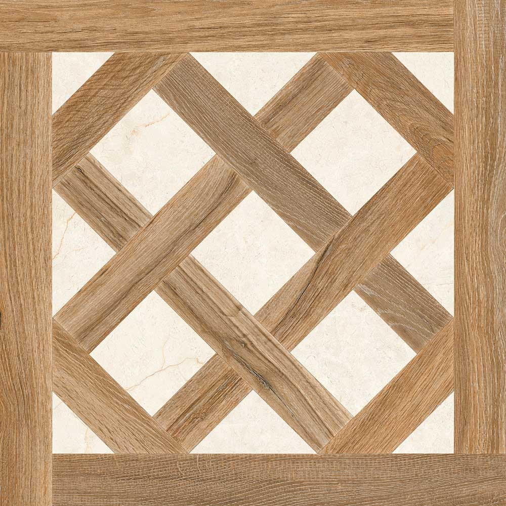 800 X 800 mm Marmo Rose Wood Glazed Vitrified Tile - Carving Finish
