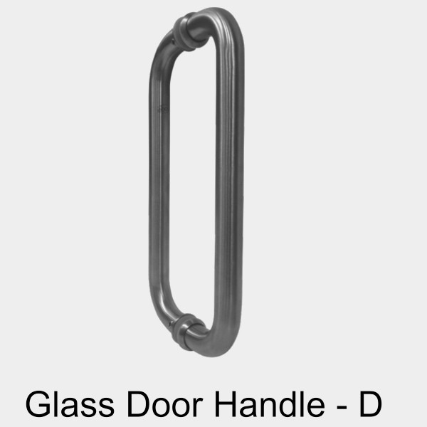 32 mm x 600 mm dia Glass Door Handles - D SS 304 – Brushed Steel - D-GDH 3260 (Set of 2)