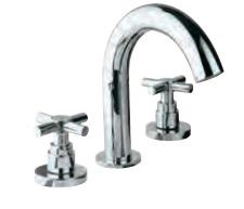 Bath Tub Filler Consisting of 2 Control Cocks and One Spout, 20 mm Cartridge Size Quarter Turn Chrome Finish - SOL-CHR-6095