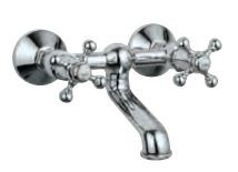 Wall Mixer Non-Telephonic Shower Arrangement with Connecting Legs and Wall Flanges Quarter Turn Chrome Finish - QQT-CHR-7219