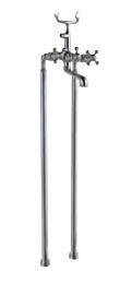 Bath and Shower Mixer with Telephonic Shower Crutch and 950 mm High Rise Legs Quarter Turn Chrome Finish - QQT-CHR-7271HL