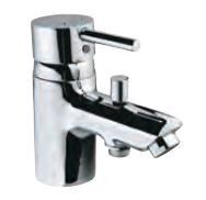 Single Lever 1- Hole Bath and Shower Mixer Tub Mounted with Exposed Provision for Connection to Hand Shower with 450 mm Long Braided Hoses Chrome Finish - FLR-CHR-5107B