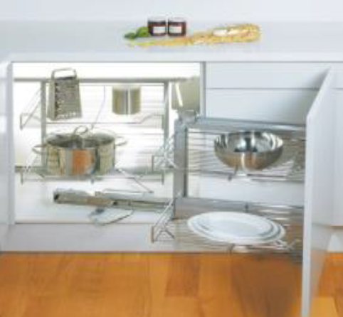 Libell Shelves for Kitchen Magic Corner Flex with Non Slip Mats - Silver Finish - K-MCF-L4 (SL)