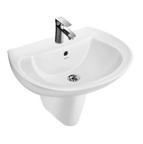Mario 550 x 400 mm Wash Basin with Half Pedestal Star White- (10087, 11027)
