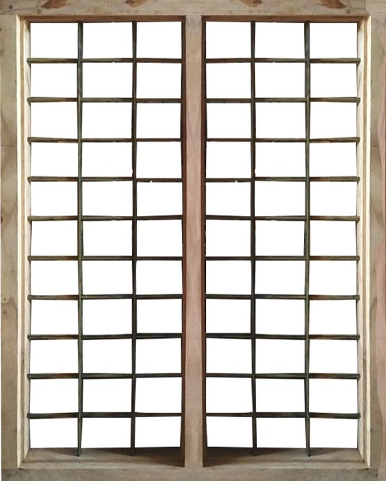 2 Panel (100 cm X 140 cm) Internal Wooden Window Frame with Normal Flat and Round Bar - Anjili Make ONWW_LA0002