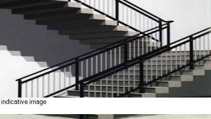 2" dia Mild Steel Top Rail with 2" dia Mild Steel Balustrade and 1/2" dia Mild Steel Mid Rail