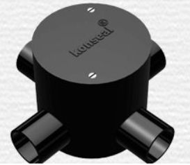 20 mm PVC Conduit Four Way Junction Box - Deep - Black -  20N4BD