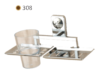 Soap Dish with Tooth Brush Holder - Chrome Finish 308