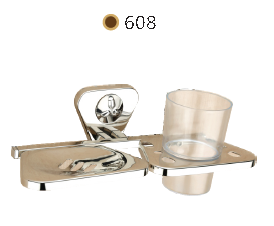 Soap Dish with Tooth Brush Holder - Chrome Finish 608