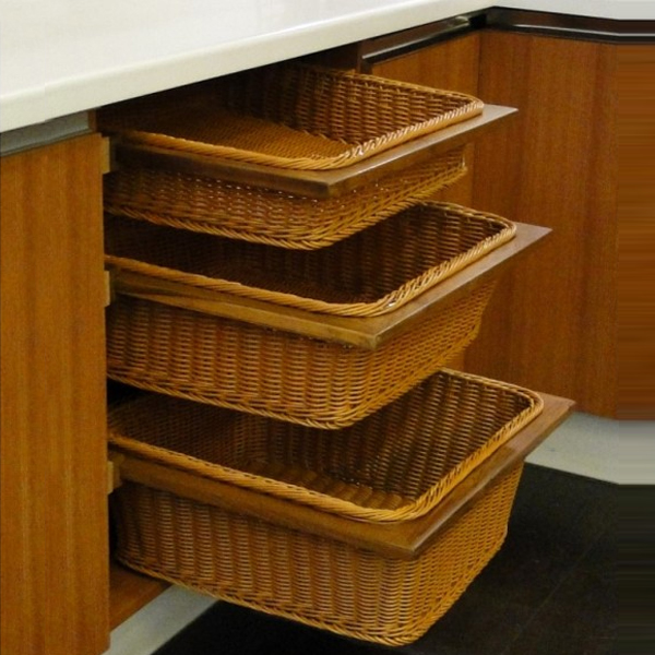 345 x 462 x 200 mm Plastic Wicker Basket (without frame and slide) - Brown Finish - PWB 14-18-08