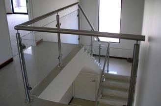 2" dia Stainless Steel Round Top Rail and 2" Top Reducer Leg with 10 mm Toughened Glass 2" dia Stainless Steel Round Top Rail and 2" Top Reducer Leg with 10 mm Toughened Glass