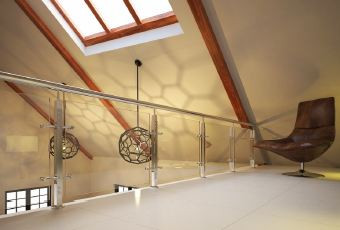 2" dia Stainless Steel Round Top Rail and 5 mm SS Balustrade with 10 mm Toughened Glass