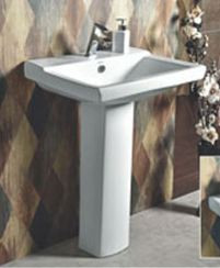 Retro 580 x 470 x 830mm Wash Basin with Full Pedestal Ivory - 1001