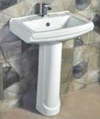 Sofia  590 x 415 x 840mm Wash Basin with Full Pedestal Ivory - 1014