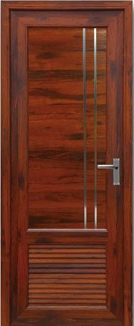 80 cm X 210 cm 4cm Thick UD 3103 S2 Sandwich 2 Decorative Panel UPVC Bathroom Door with Frame and Round Lock -Darkwood Finish