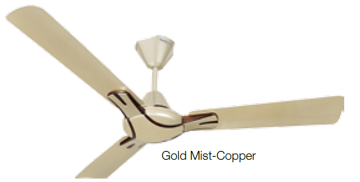 Nicola 900 mm Sweep Ceiling Fan Gold Mist Copper