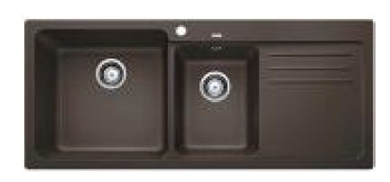 1160 mm x 500 mm x 200 mm Blanco Naya 8 S Double Bowl Kitchen Sink with Drain Board - Coffee 565.71.550