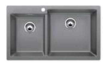 860 mm x 500 mm x 220 mm Blanco Pleon 9 Double Bowl Kitchen Sink - Alu Metallic 567.68.920 860 mm x 500 mm x 220 mm Blanco Pleon 9 Double Bowl Kitchen Sink - Alu Metallic 567.68.920