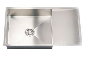 915 mm x 457 mm Enrica R Single Bowl Kitchen Sink with Drain Board   - Satin 567.41.060