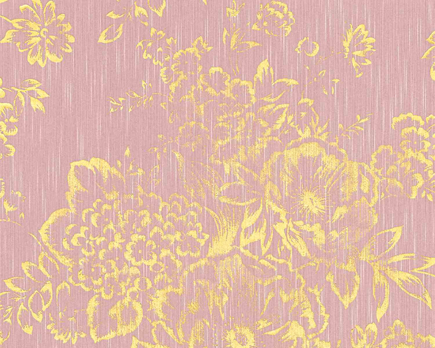 Metallic Silk Floral Wall Paper Pink Metallic 306575