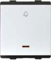 10 A 2 Module Bell Push Switch with Indicator Snow White CB92302BW10