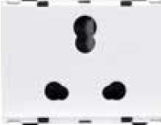 6 A / 16 A 3 Module Three Pin Combined Socket Snow White CB92303CW16
