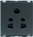 6 A 2 Module Three Pin Type Socket with ISI Mark Charcoal Grey CB91202CG06