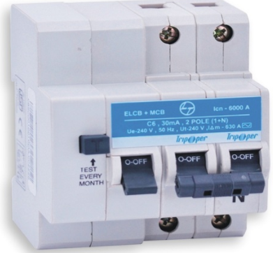 6 A 30 mA Double Pole RCBO - White CB90001OOTO