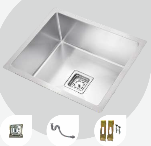 610 mm x 455 mm Jason Hand Made Single Bowl Sink Satin Finish B4711505