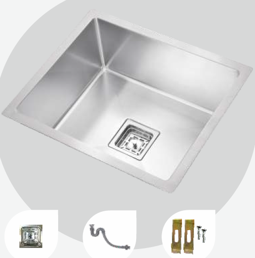 510 mm x 430 mm Remy Hand Made Single Bowl Sink Satin Finish B4711504