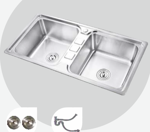 980 mm x 480 mm Tyson Double Bowl Sink Pearl Finish B4723501
