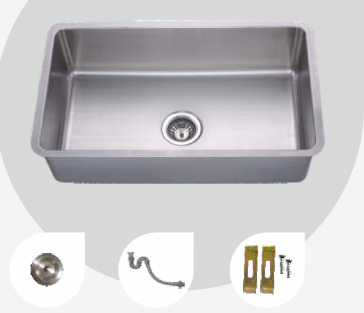 762 mm x 457 mm Atlas Single Bowl Sink Satin Finish B4711502