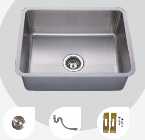 586 mm x 456 mm Alma Single Bowl Sink Satin Finish B4711501