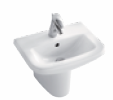 Panache 480 X 600 mm Half Pedestal Basin with Single Faucet Hole White K-17656K-0