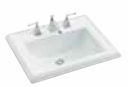 Memoirs Self Rimming Basin with Three Faucet Hole White K-2241IN-8-0