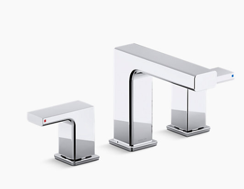 Strayt Dual Handle Widespresd Basin Faucet with Drain Polished Chrome K-37331IN-4-CP