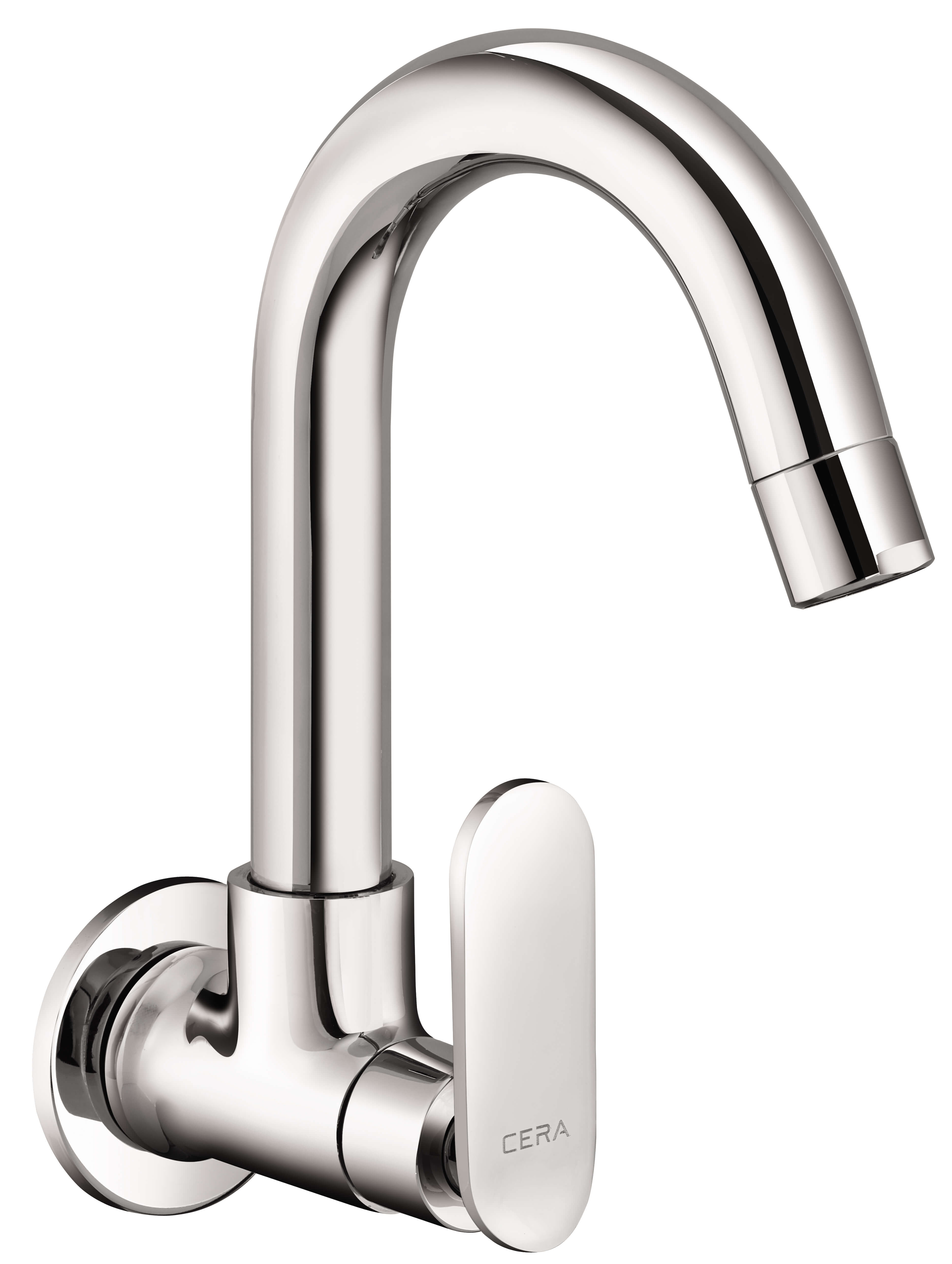 Brooklyn Sink Cock with 6" Long Swivel Spout and Wall Flange Chrome-F1018251